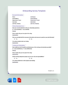 onboarding survey template  word  pdf  google docs  highfile vendor onboarding questionnaire template sample
