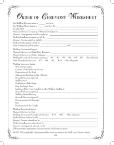 order of ceremony worksheet template download printable pdf  templateroller wedding officiant questionnaire template example