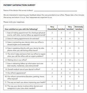printable 11 sample patient satisfaction survey templates to download  sample templates quality of life questionnaire template doc