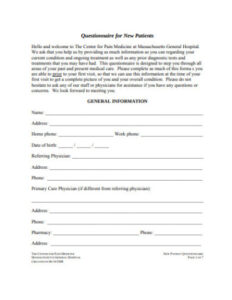 printable 21 patient questionnaire templates in pdf  doc new patient questionnaire template example