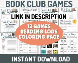 printable book club book review book games printable instant download book book club questionnaire template
