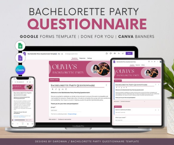 printable designsbydarowan  etsy bachelorette party questionnaire template example