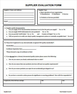 printable free 6 sample supplier evaluation forms in ms word  pdf supplier pre qualification questionnaire template doc