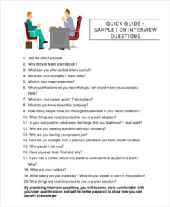 printable job interview questions template job interview questionnaire template word