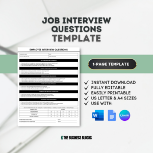 printable job interview questions template  the business blocks job interview questionnaire template word