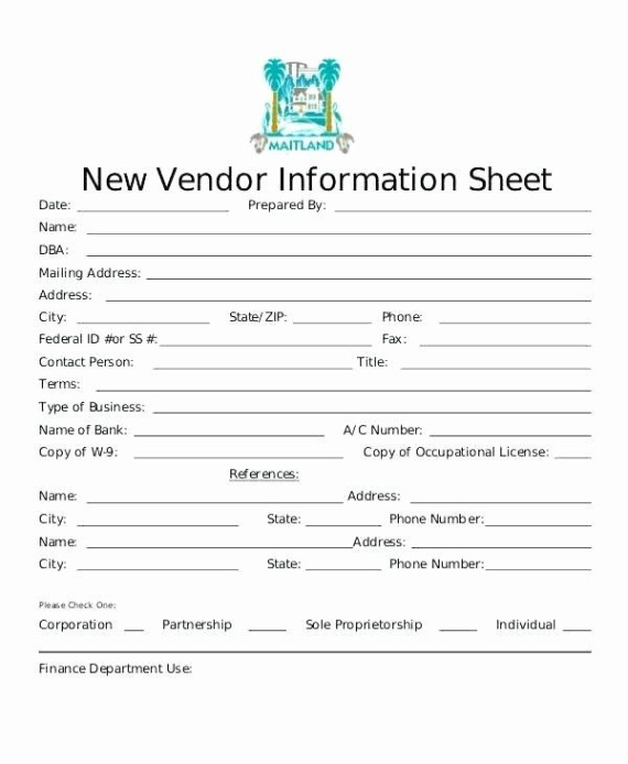 printable new vendor setup form template excel new supplier questionnaire template word