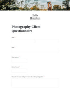 printable photography client questionnaire template  lightfolio wedding photography client questionnaire template word