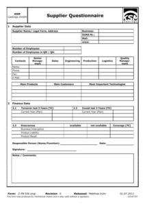 printable supplier questionnaire  ksm castings new supplier questionnaire template pdf