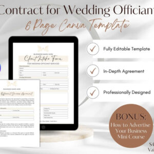 printable wedding officiant service contract  etsy wedding officiant questionnaire template word