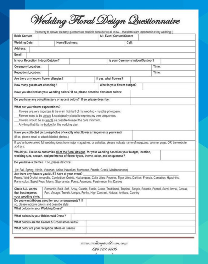 printable wedding planner questionnaire template  google search kuphalroyce91  event planning quotes wedding planner questionnaire template sample