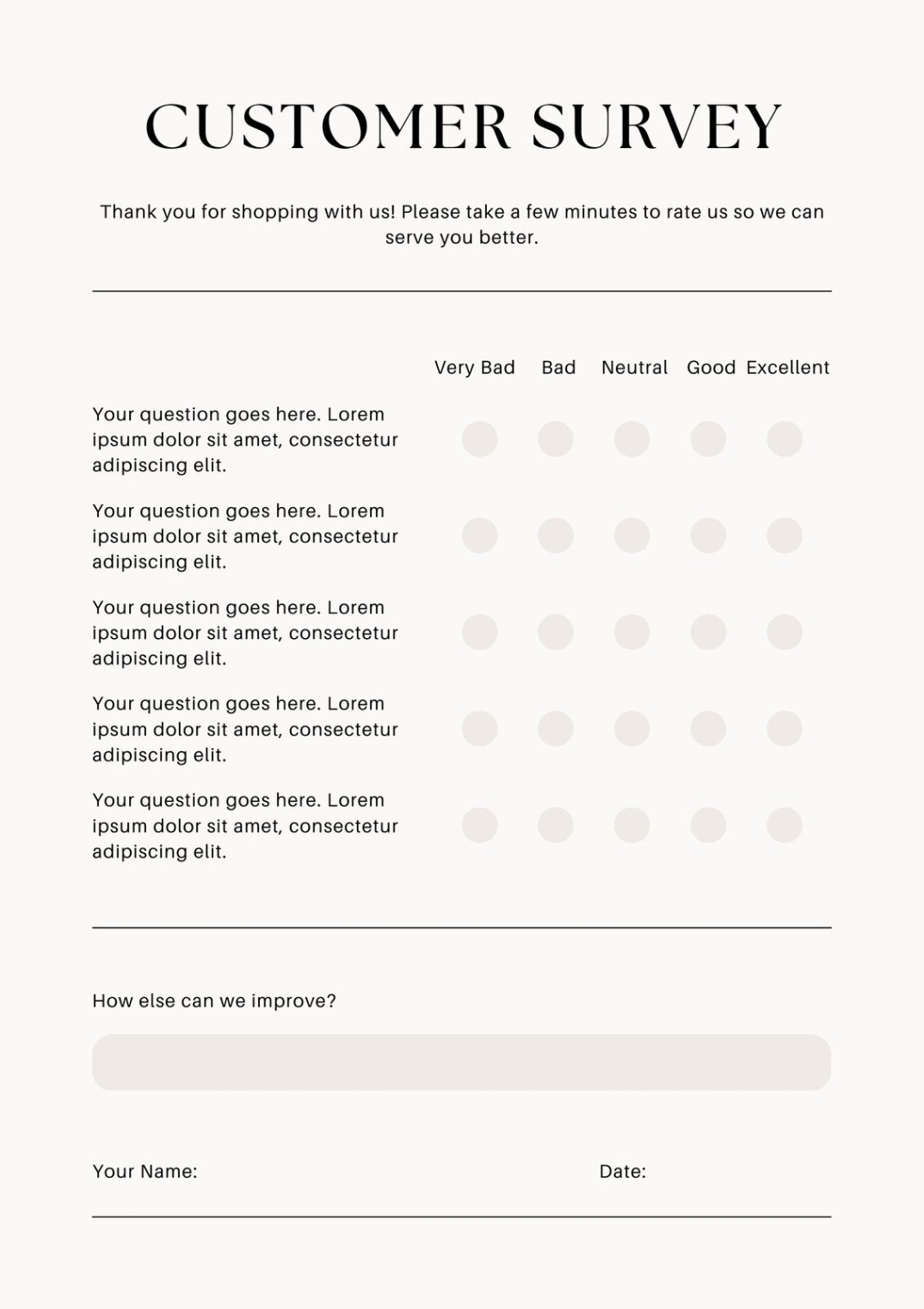 sample free and customizable survey templates 43% off vendor survey questionnaire template word