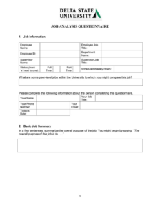 sample job analysis questionnaire 1 job information job analysis questionnaire template word