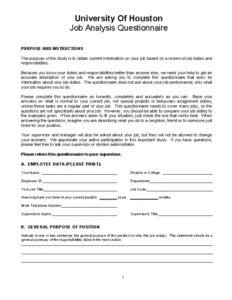 sample job analysis questionnaire  pdfsimpli job analysis questionnaire template word