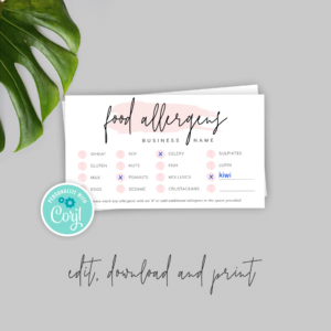 sample printable allergy card template  printable word searches food allergy questionnaire template