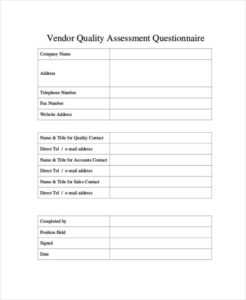 sample vendor questionnaire template vendor security questionnaire template excel